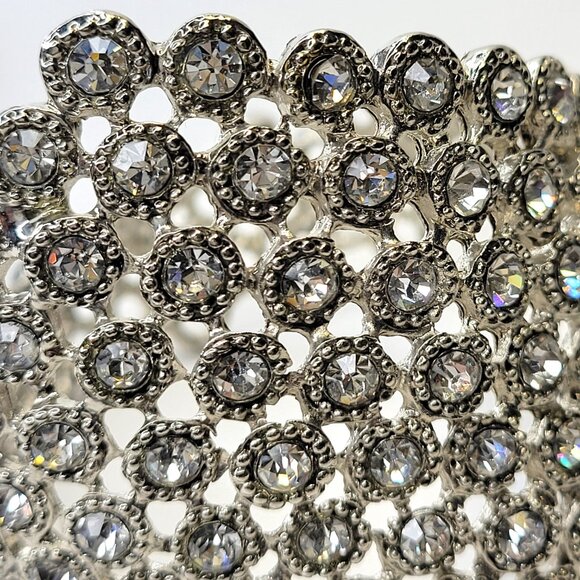 Dazzling Silver Cuff Bracelet Bangle - Picture 6 of 16